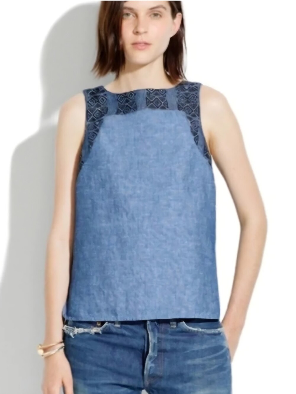 Madewell Blue Textured Design Sleeveless Top Large